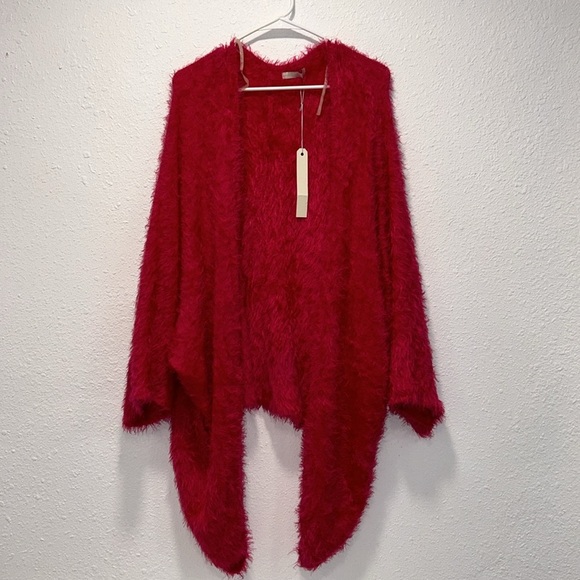 NWT L.A. List pink fuzzy women's cardigan - Picture 1 of 10